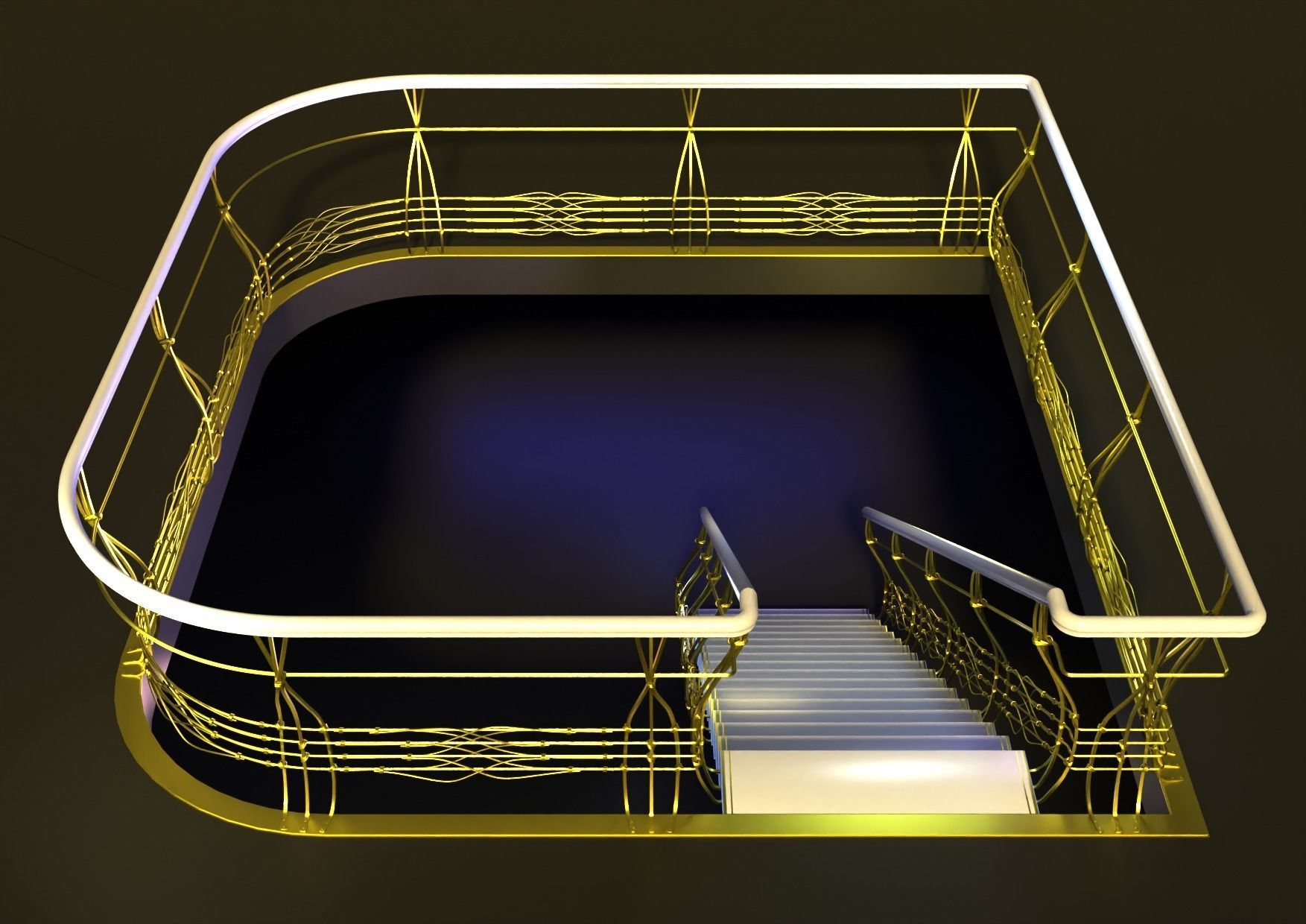 Ladder-gold stair railing - stair railing 3D model_4