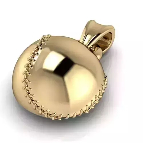 Softball Gold Pendant with Bail 3D print model