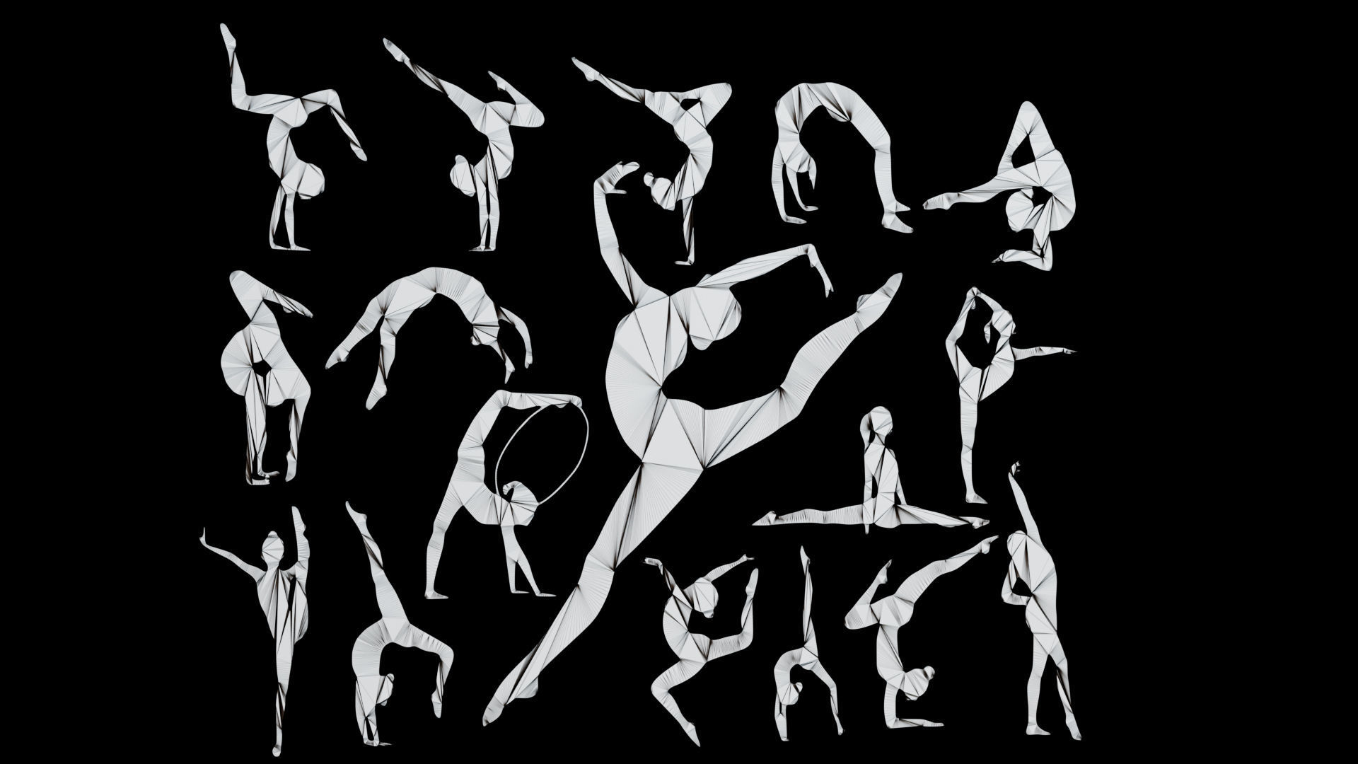 Gymnastics Silhouette Symbol Low-poly 3D model_6