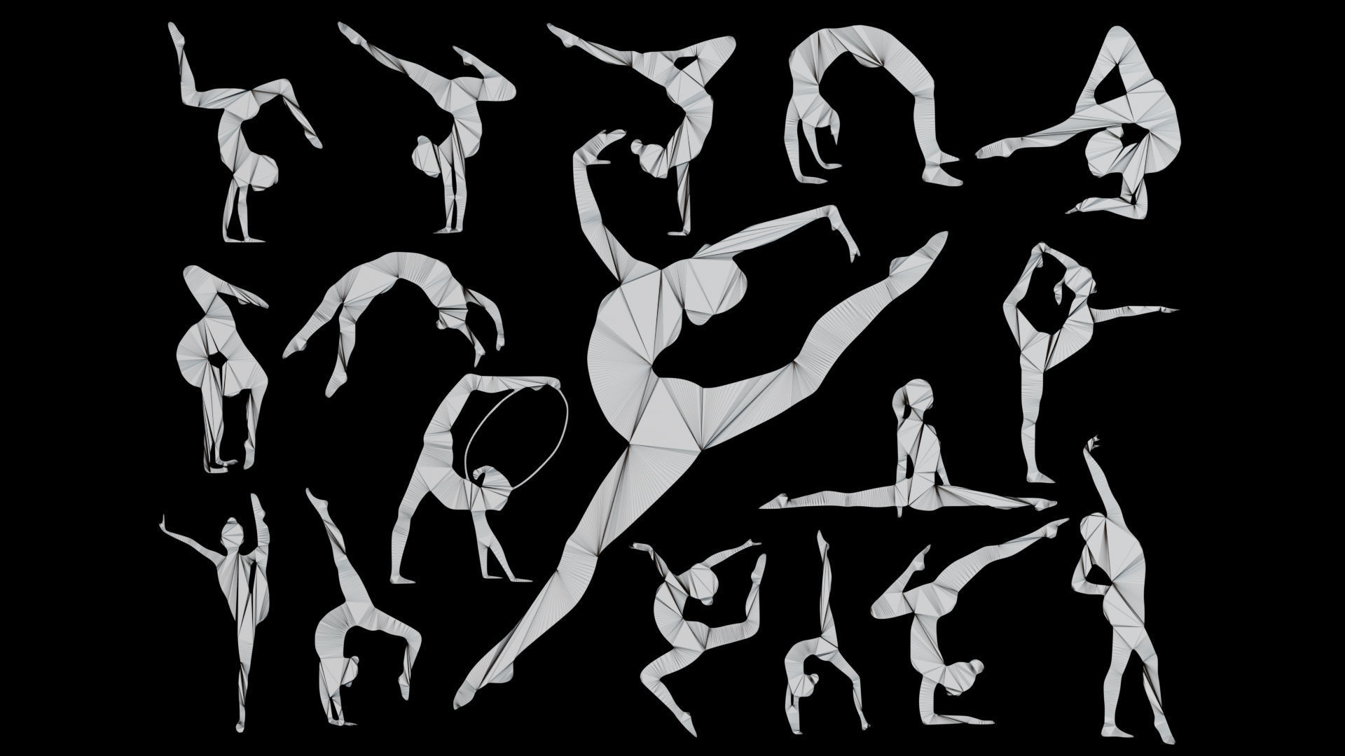 Gymnastics Silhouette Symbol Low-poly 3D model_5