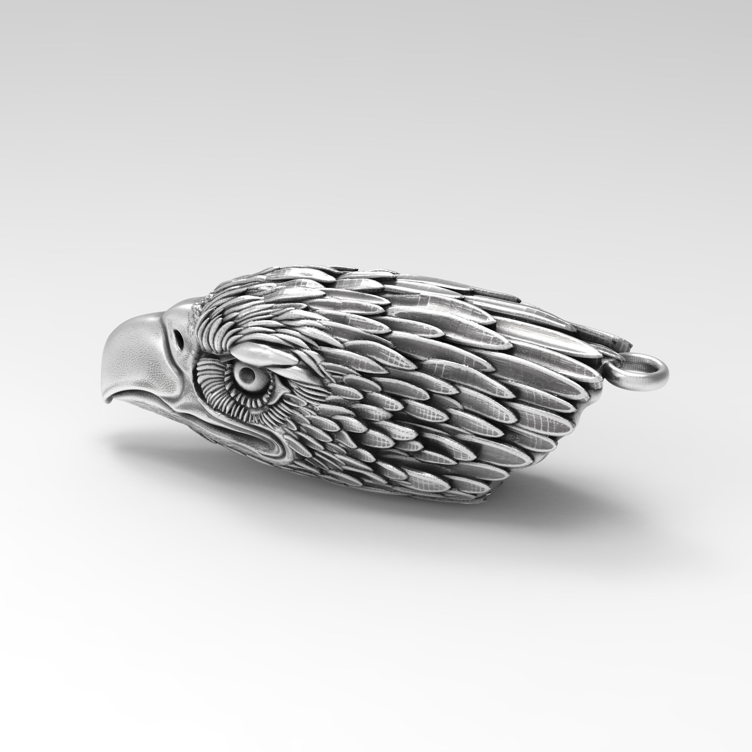 silver eagle pendant 3D print model_3