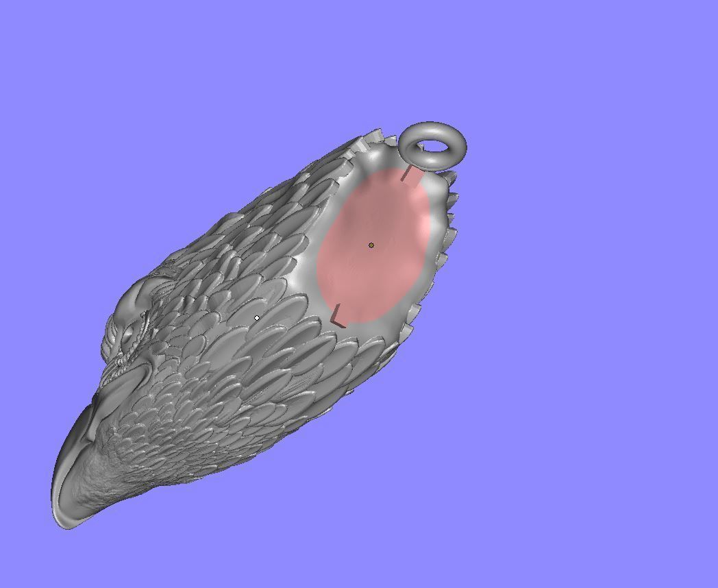 silver eagle pendant 3D print model_6