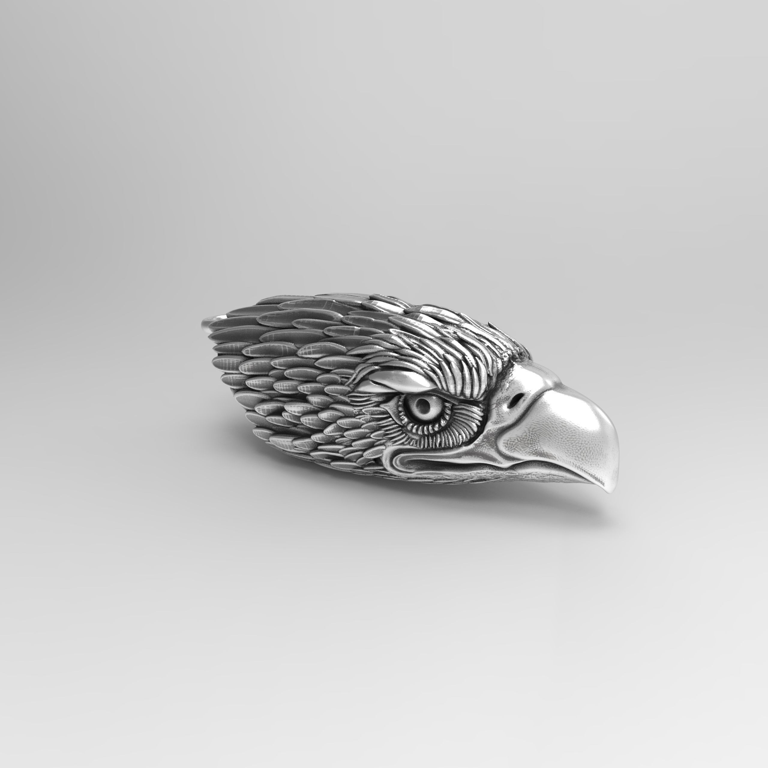 silver eagle pendant 3D print model_2