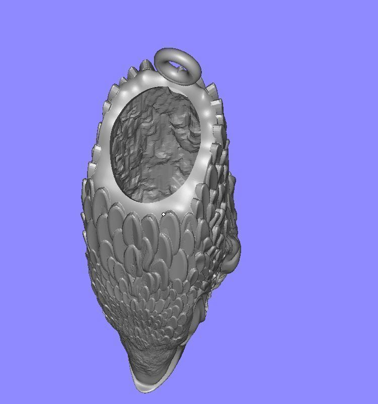 silver eagle pendant 3D print model_8