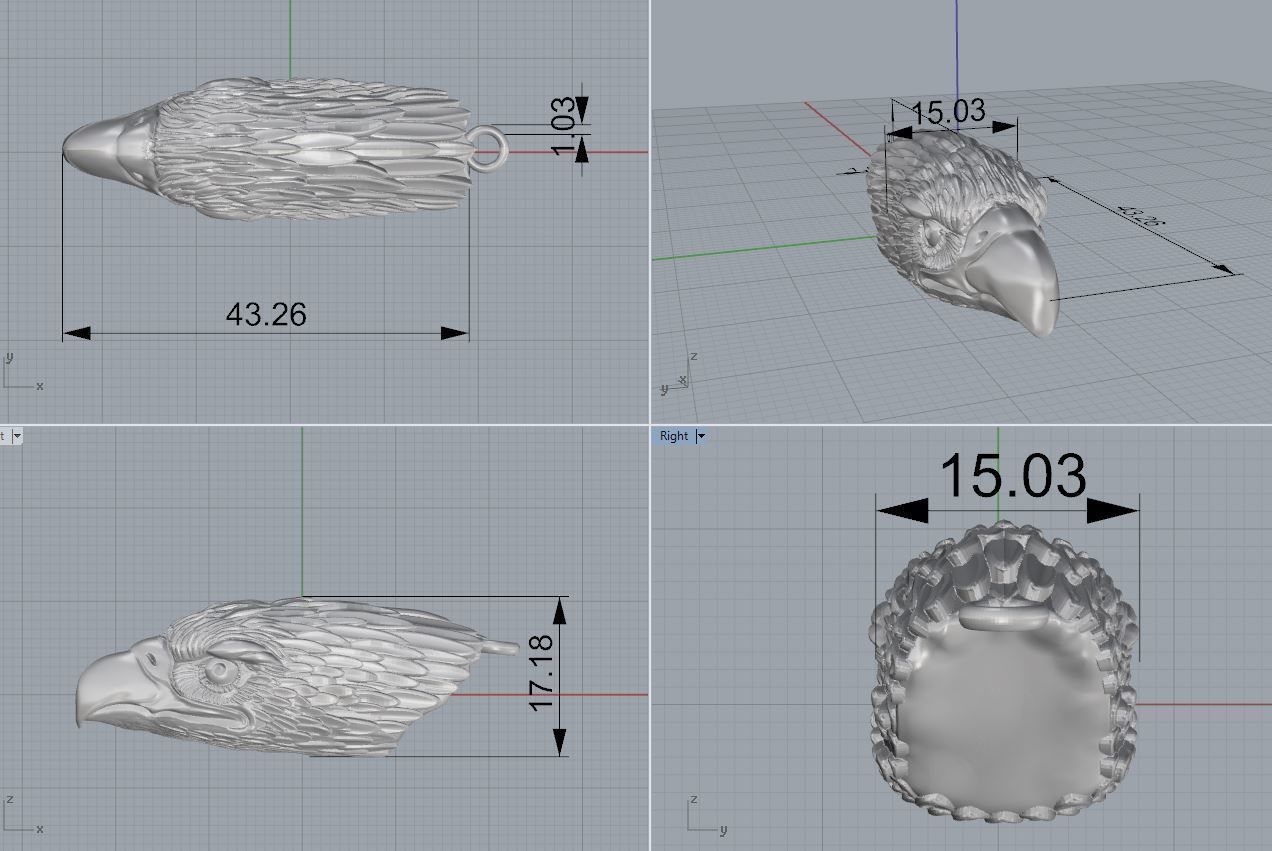 silver eagle pendant 3D print model_10