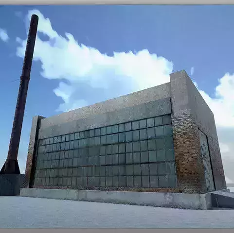Abandoned Boiler Houses Low-poly 3D model