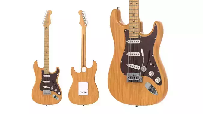 Electric Guitar Stratocaster Aged Natural 3D model