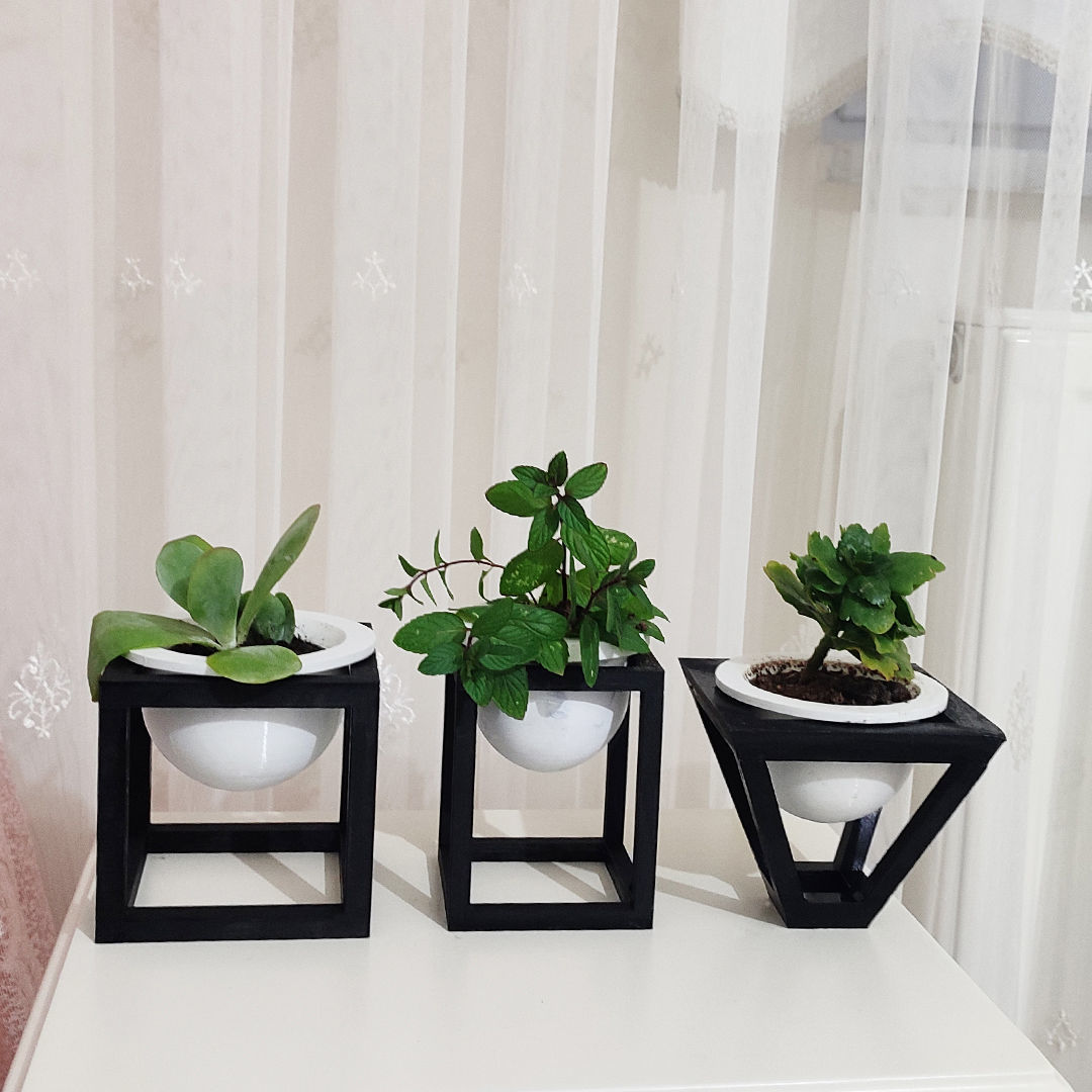 Rectangular triangle square decorative flower pot 3D print model_1