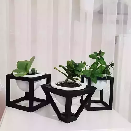 Rectangular triangle square decorative flower pot 3D print model