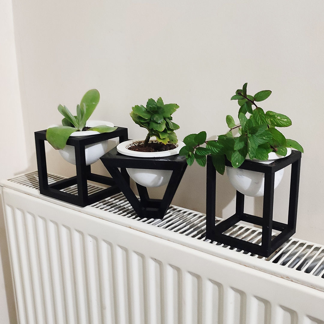 Rectangular triangle square decorative flower pot 3D print model_3