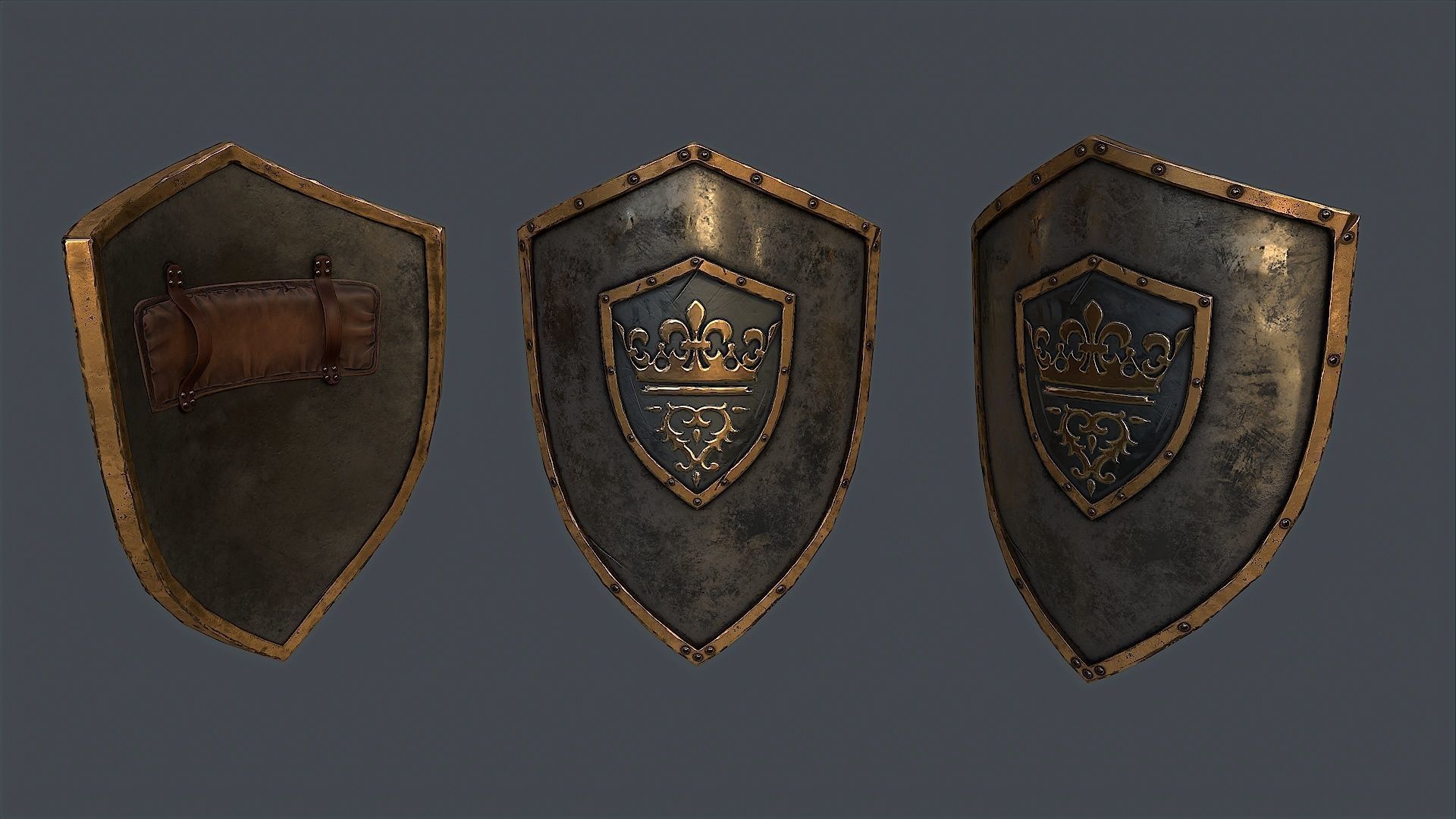 King Shield PBR Low-poly 3D model_5