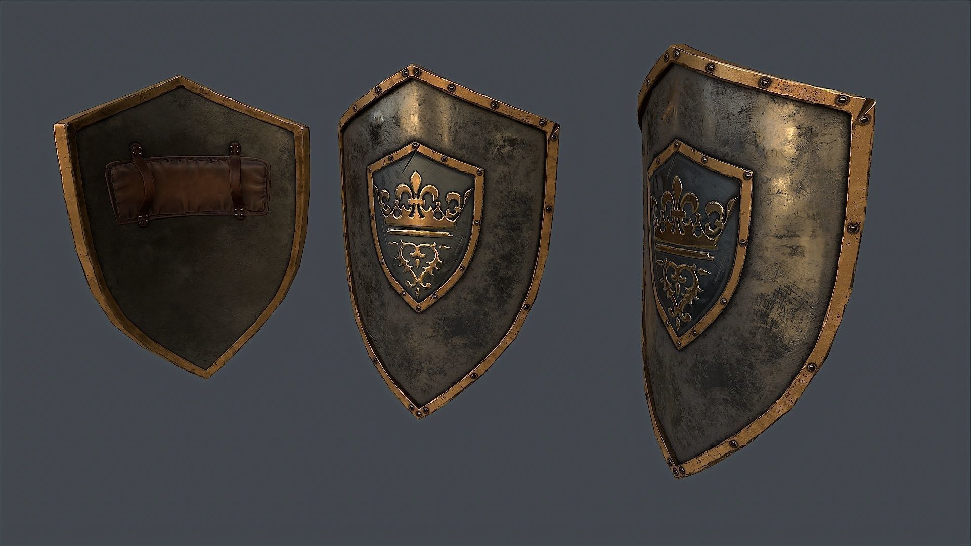 King Shield PBR Low-poly 3D model_6