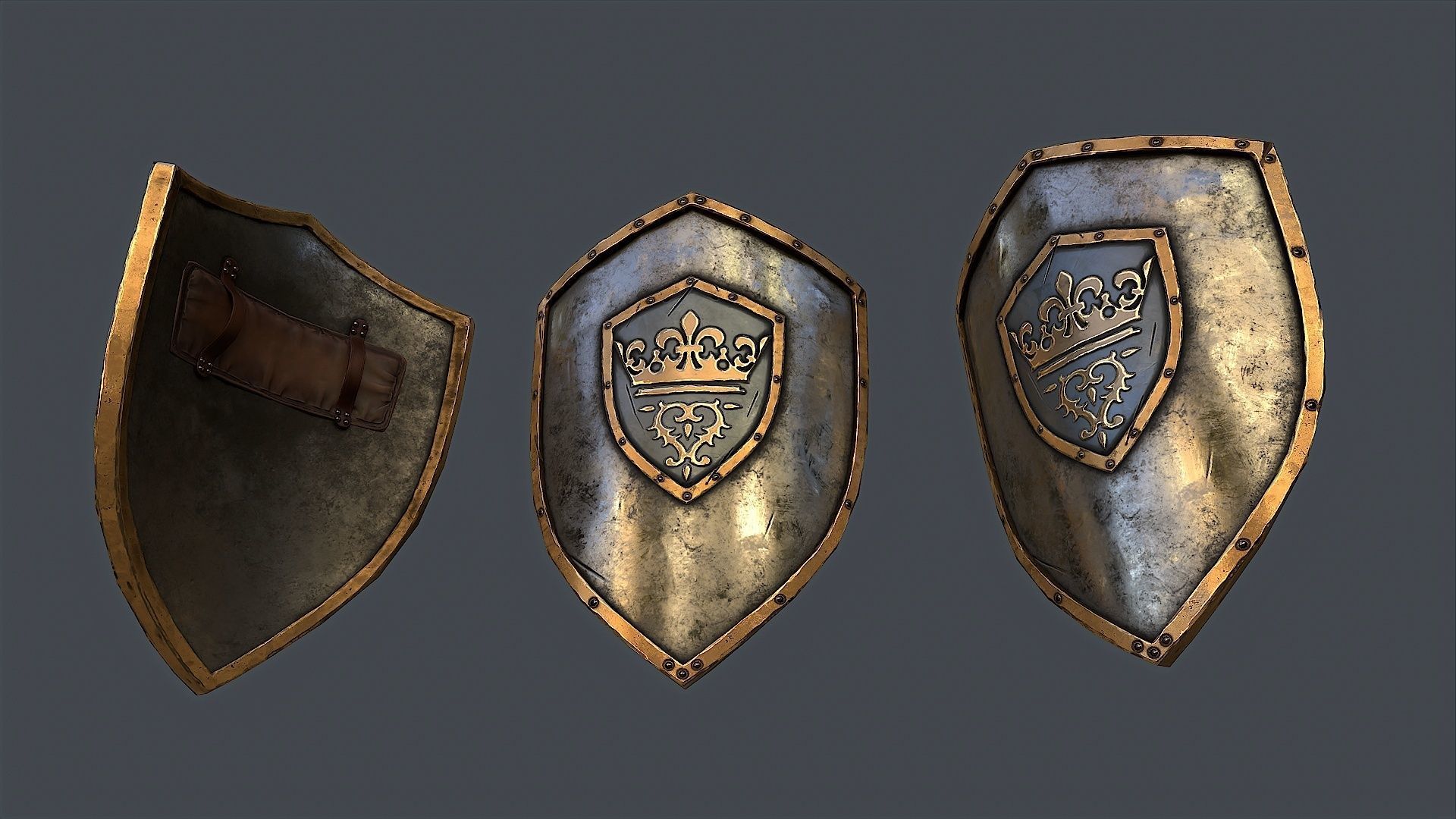 King Shield PBR Low-poly 3D model_4