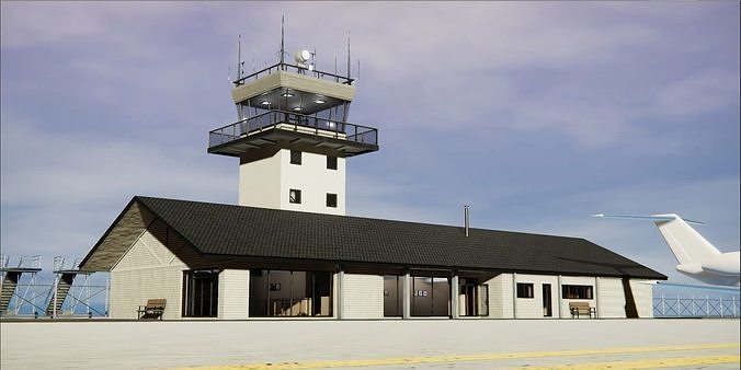  Airport Terminal Low-poly 3D model