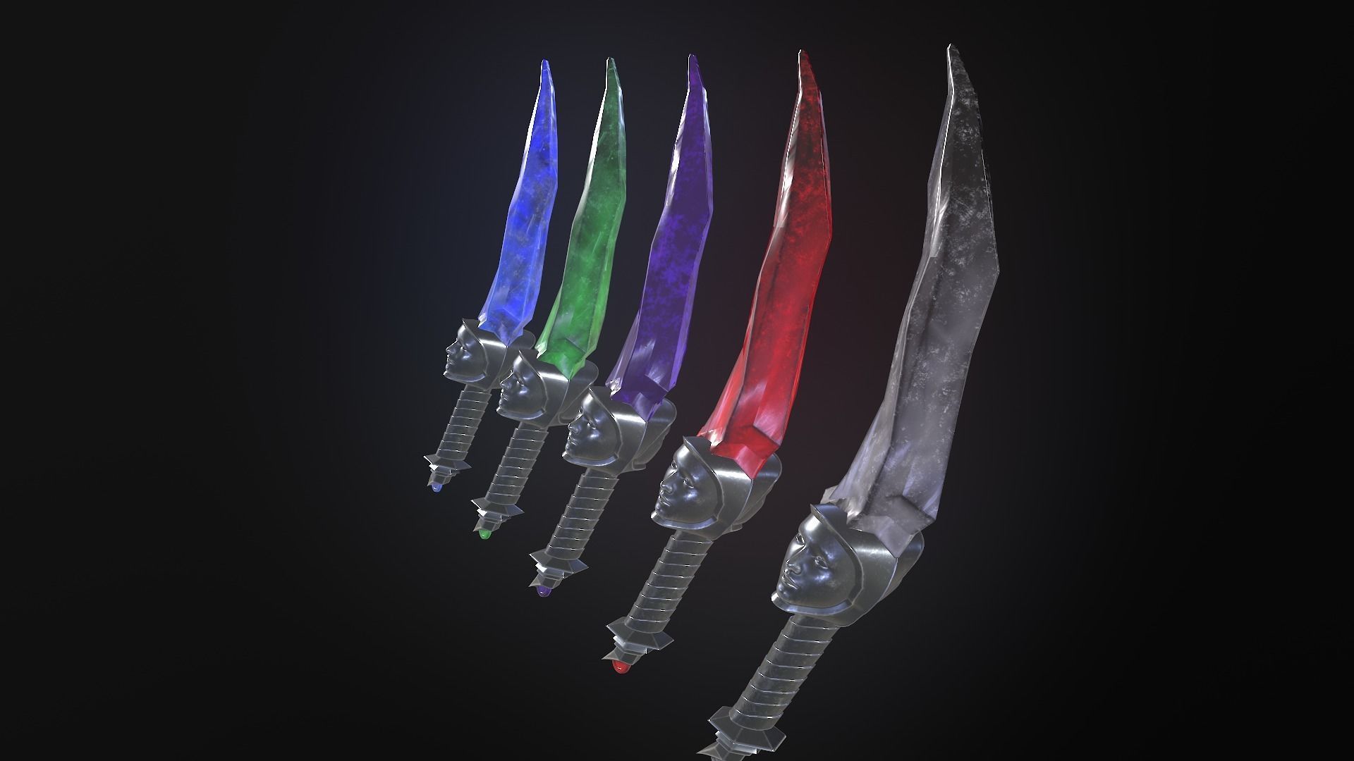 stylized fantasy dagger pack Low-poly 3D model_3