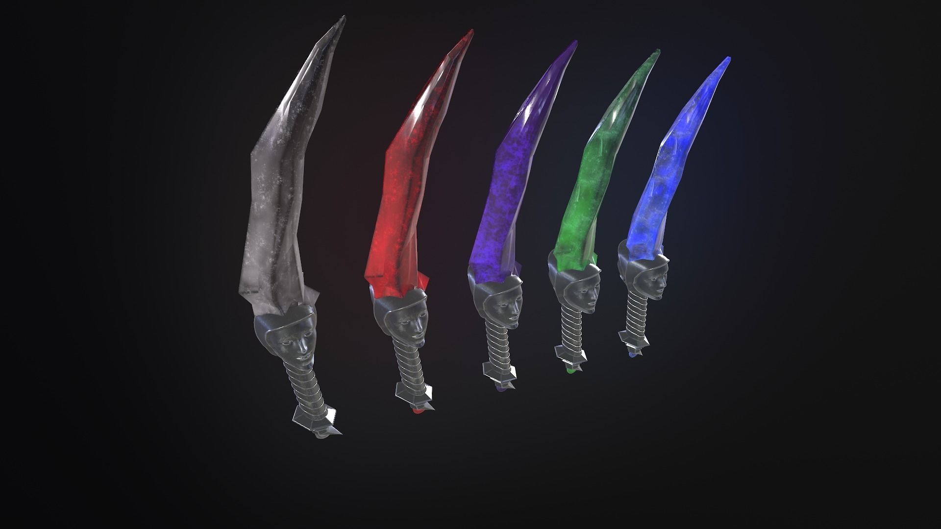 stylized fantasy dagger pack Low-poly 3D model_4