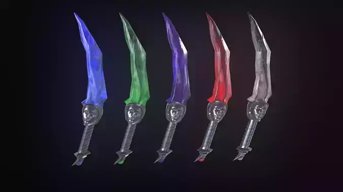 stylized fantasy dagger pack Low-poly 3D model