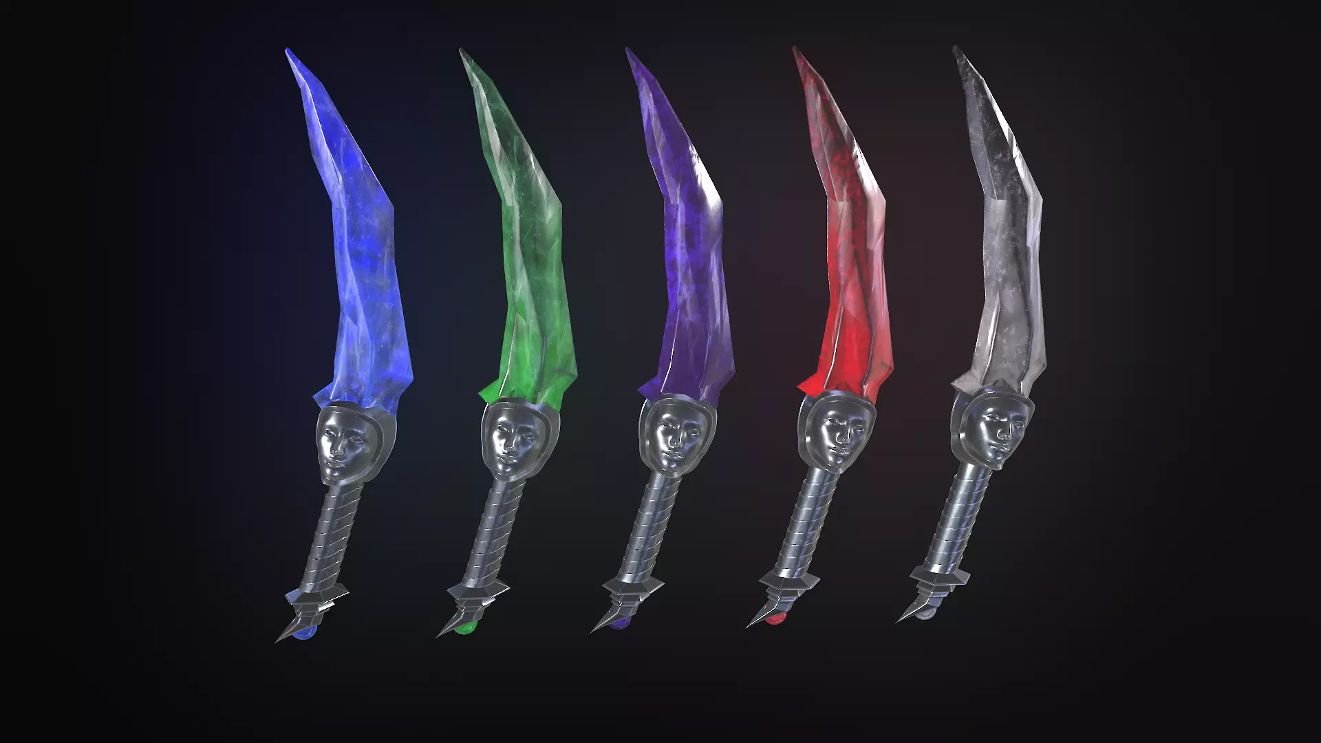 stylized fantasy dagger pack Low-poly 3D model_0