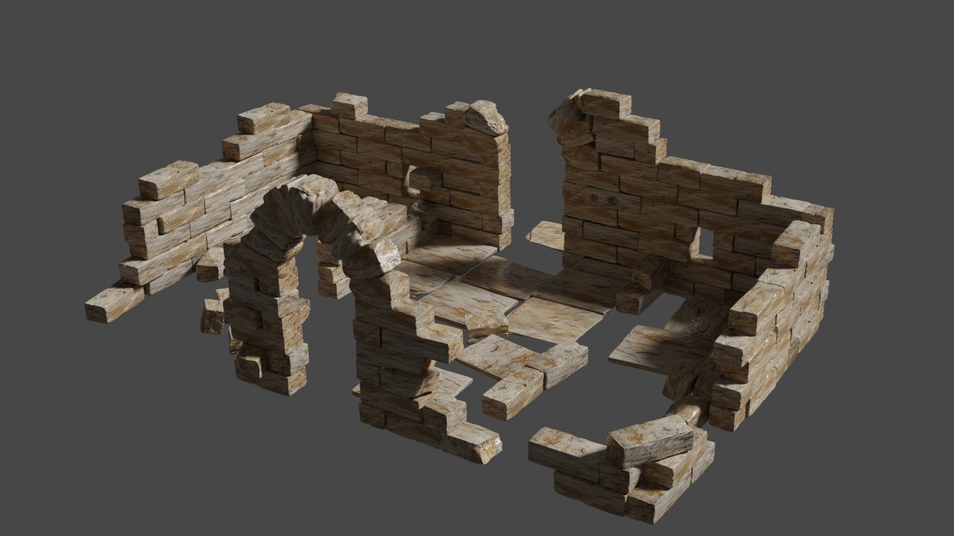 Ancient Medieval Ruins Kitbash 3D model_10