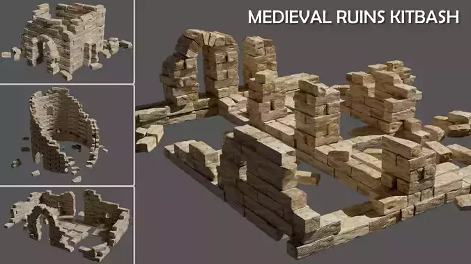Ancient Medieval Ruins Kitbash 
