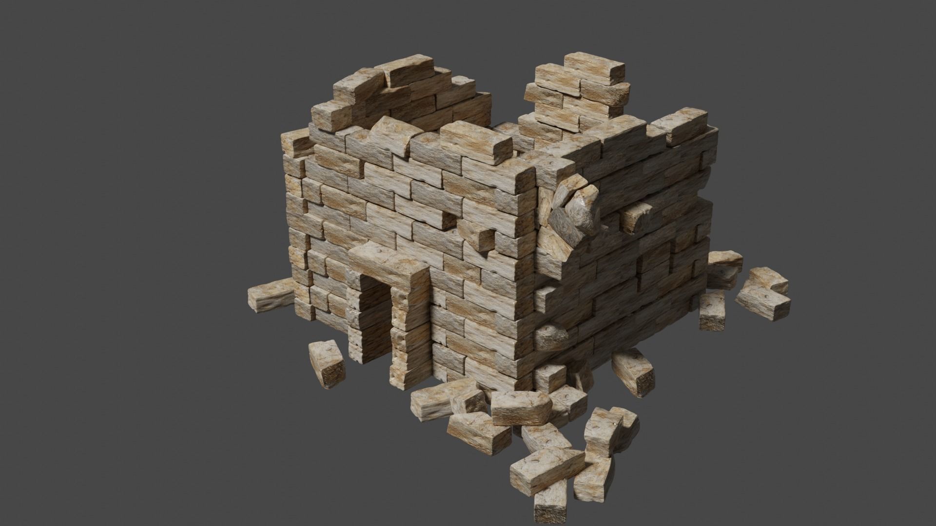 Ancient Medieval Ruins Kitbash 3D model_6