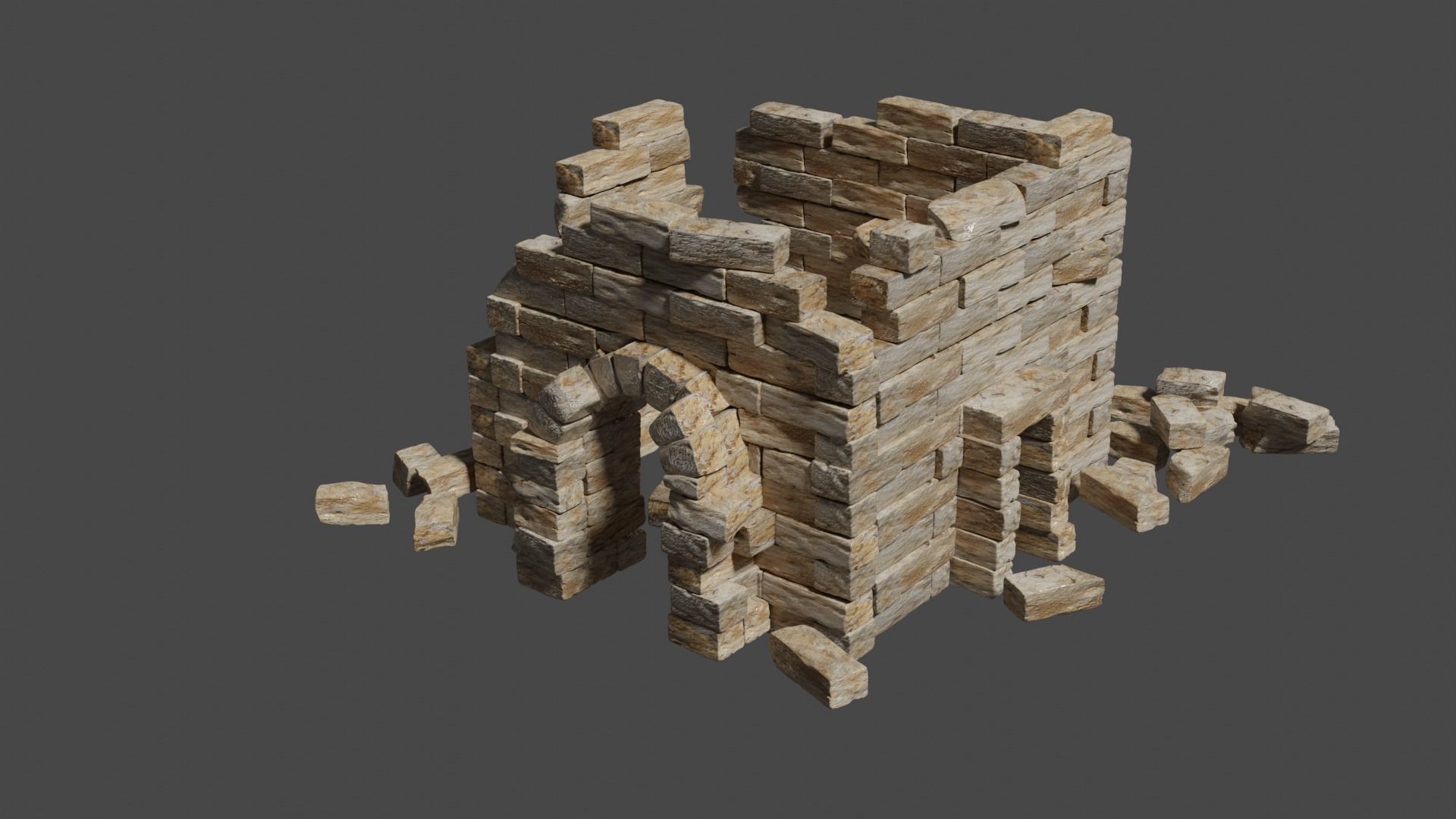 Ancient Medieval Ruins Kitbash 3D model_5