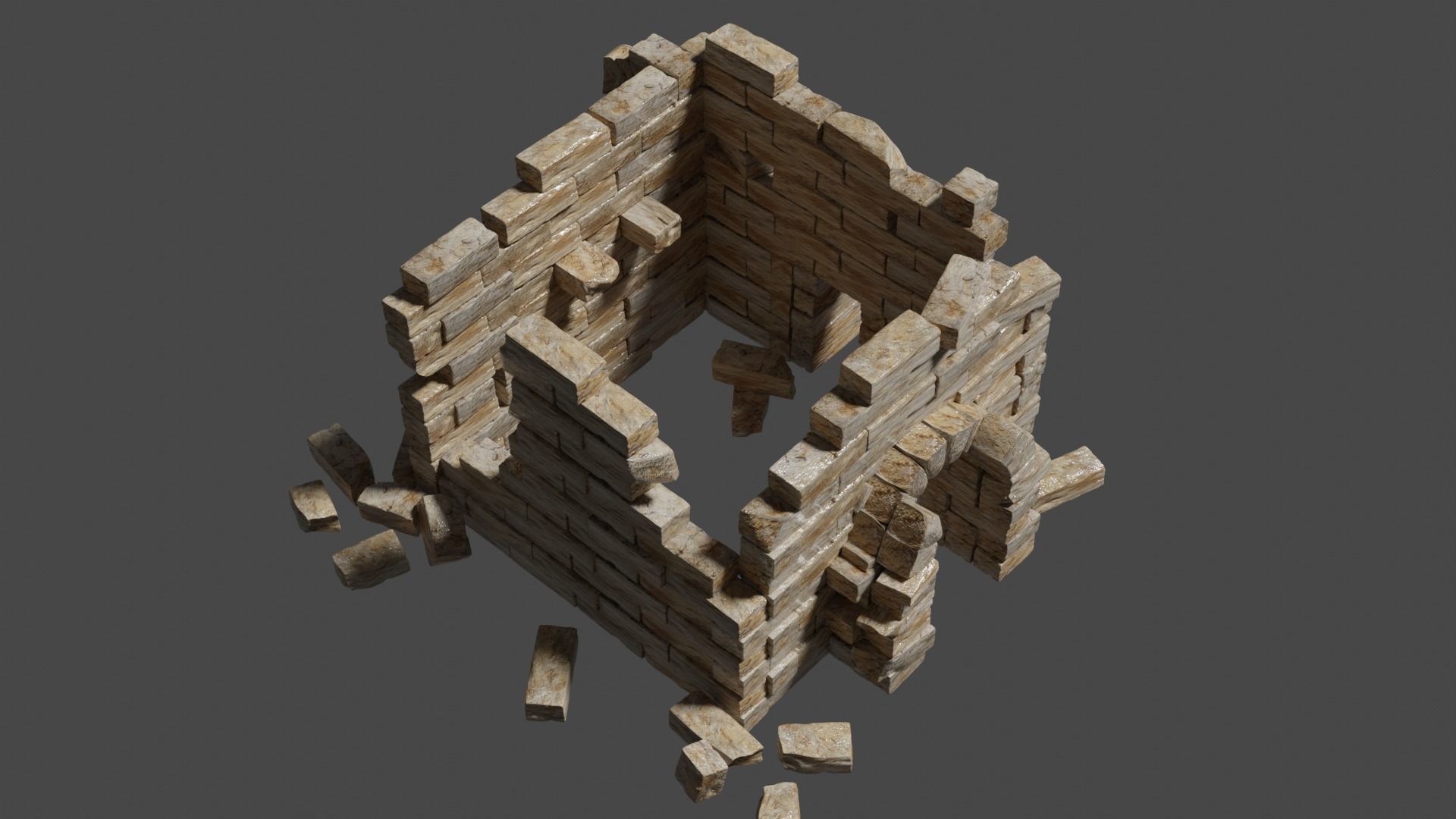 Ancient Medieval Ruins Kitbash 3D model_7
