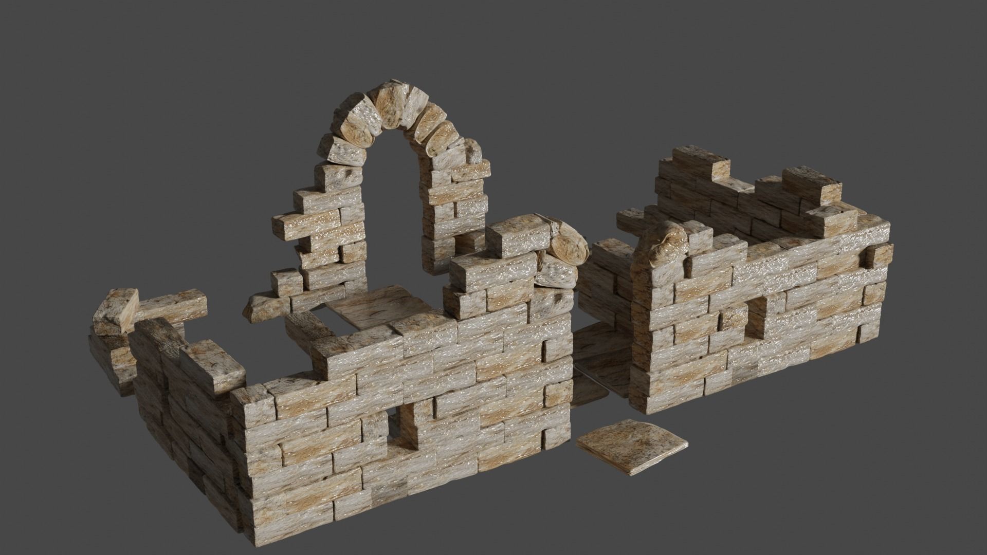 Ancient Medieval Ruins Kitbash 3D model_8