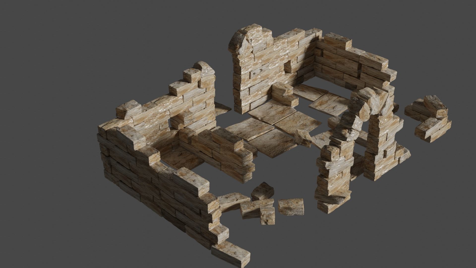 Ancient Medieval Ruins Kitbash 3D model_9