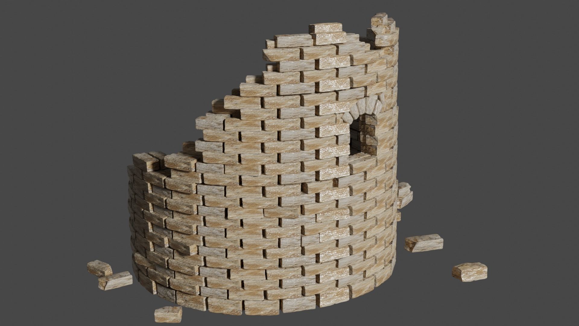 Ancient Medieval Ruins Kitbash 3D model_12