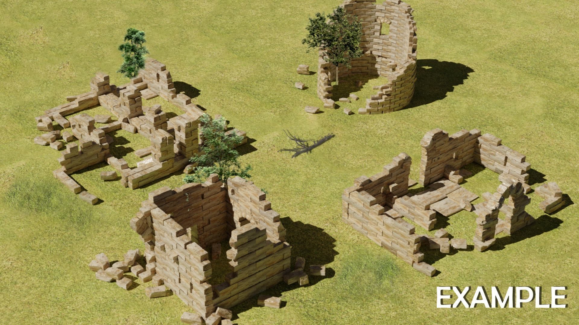 Ancient Medieval Ruins Kitbash 3D model_1