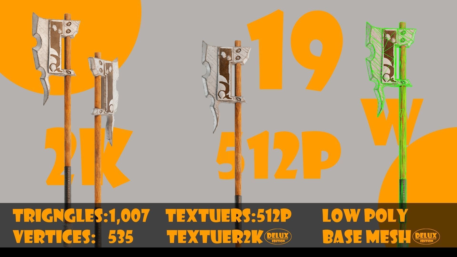 Axe collection-game assets-vol 02 Low-poly 3D model_22