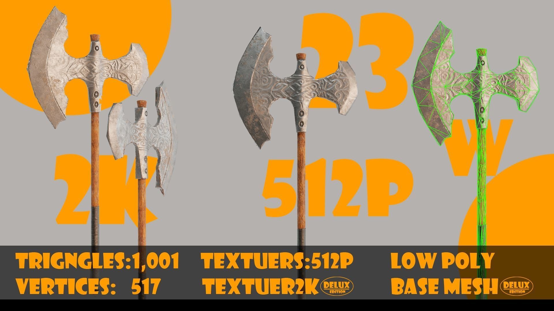 Axe collection-game assets-vol 02 Low-poly 3D model_26