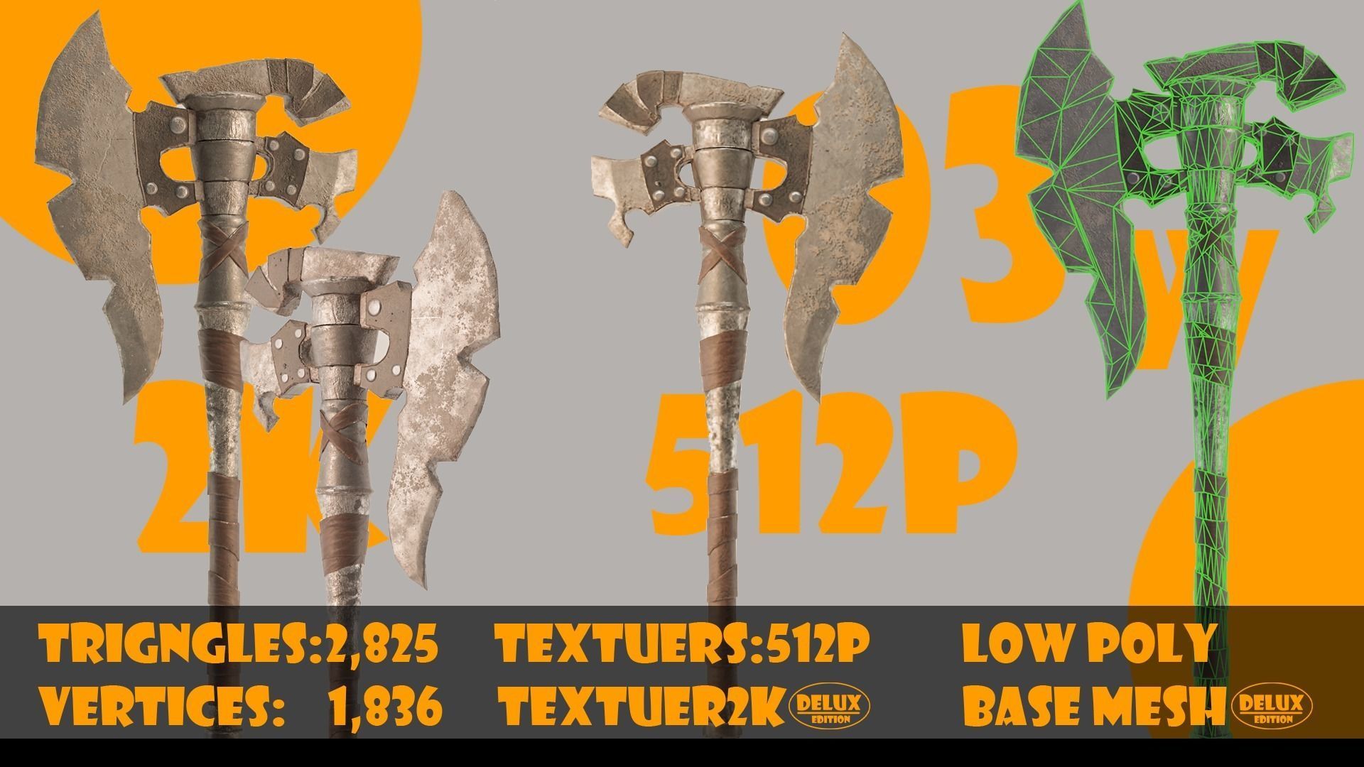 Axe collection-game assets-vol 02 Low-poly 3D model_6