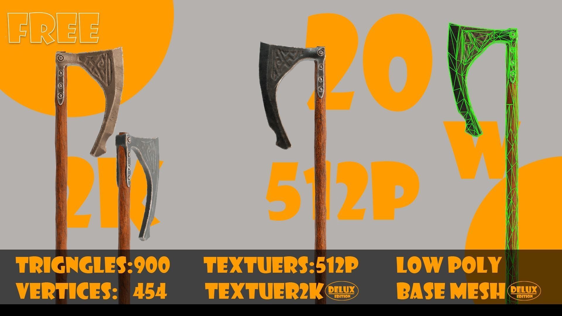 Axe collection-game assets-vol 02 Low-poly 3D model_23