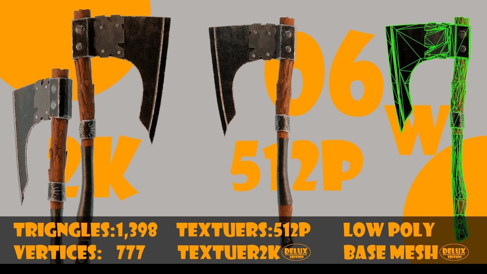 Axe collection-game assets-vol 02 Low-poly 3D model_9
