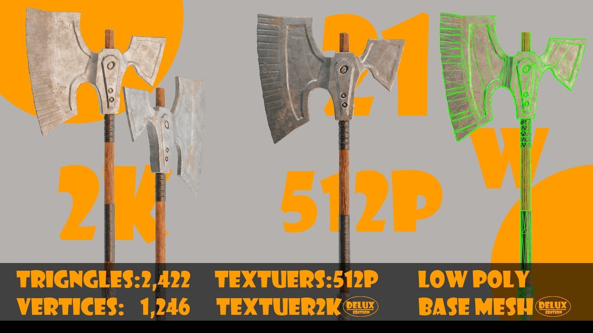 Axe collection-game assets-vol 02 Low-poly 3D model_24