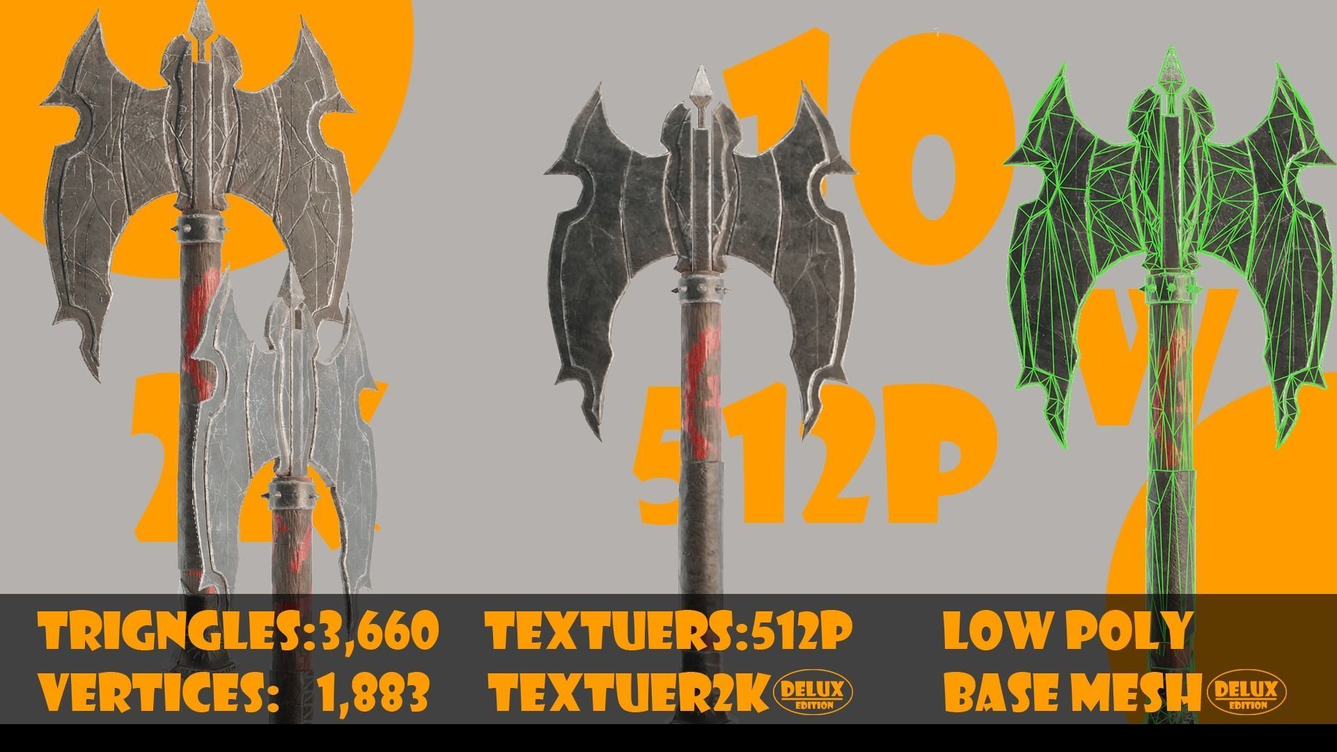 Axe collection-game assets-vol 02 Low-poly 3D model_13