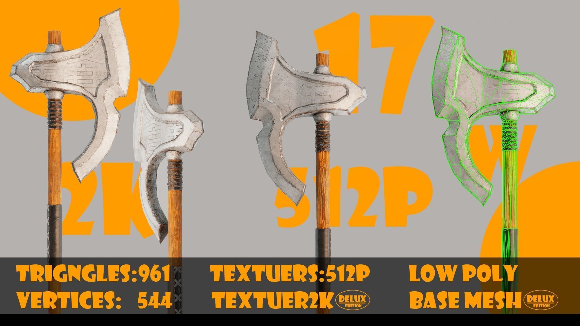Axe collection-game assets-vol 02 Low-poly 3D model_20