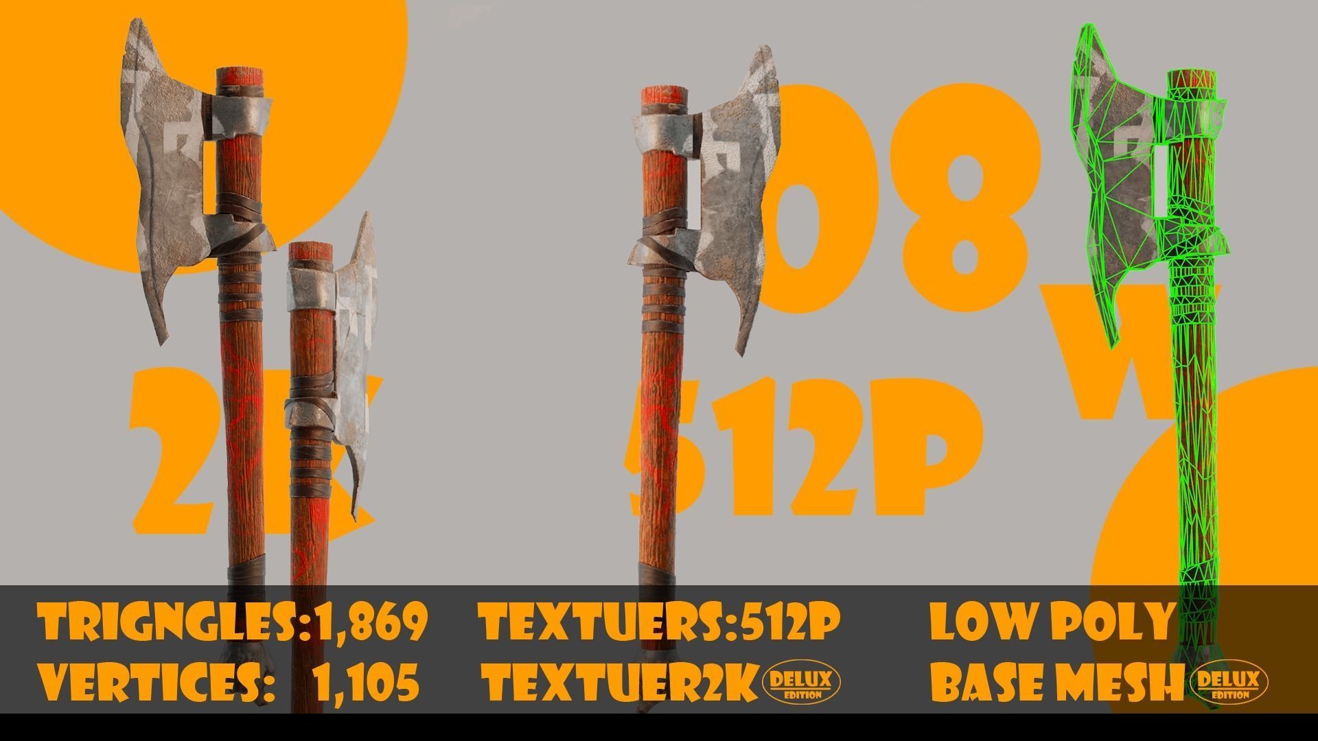 Axe collection-game assets-vol 02 Low-poly 3D model_11