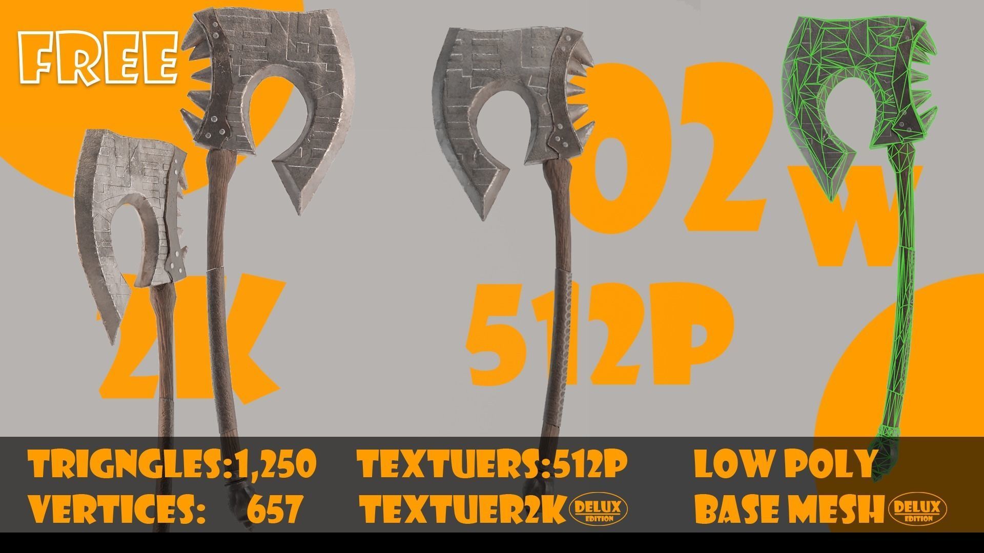 Axe collection-game assets-vol 02 Low-poly 3D model_5