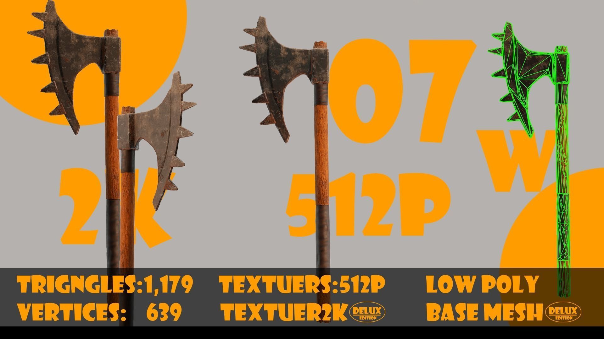 Axe collection-game assets-vol 02 Low-poly 3D model_10