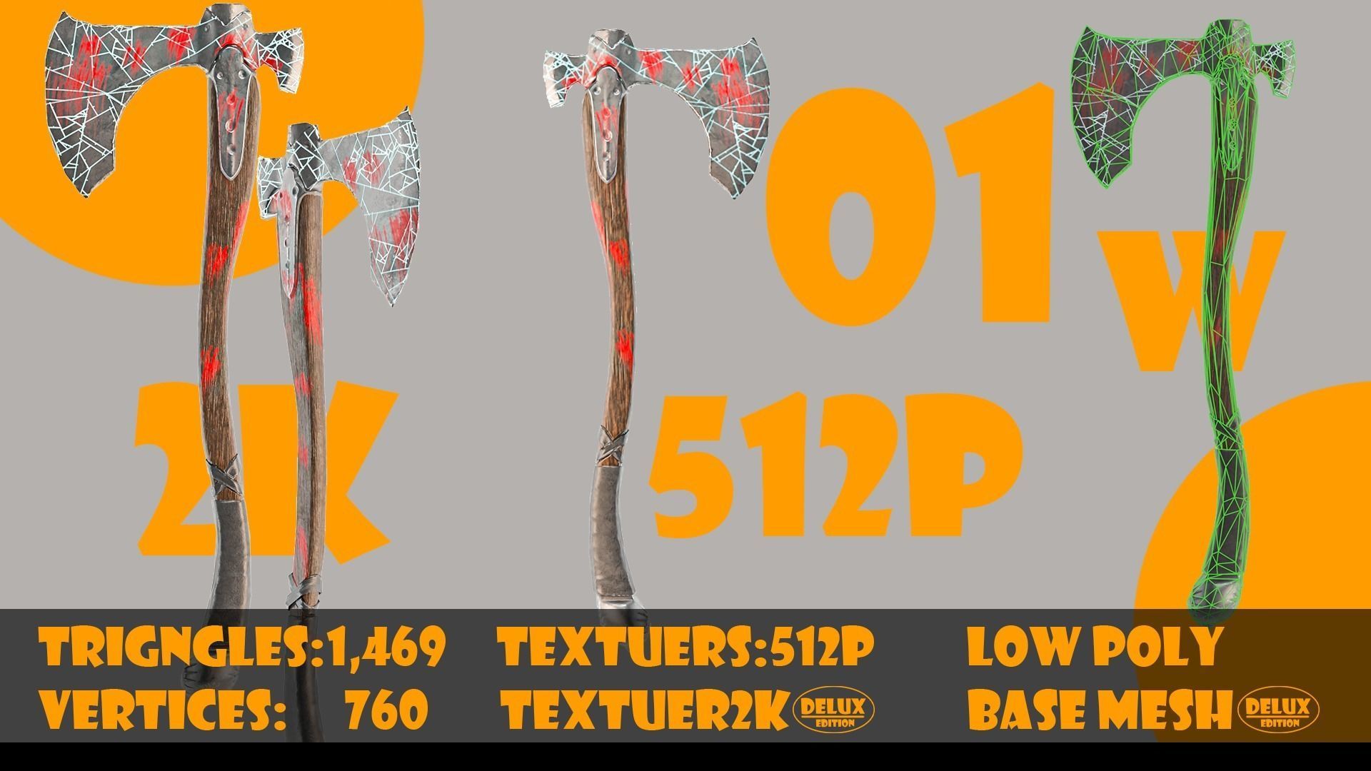 Axe collection-game assets-vol 02 Low-poly 3D model_4