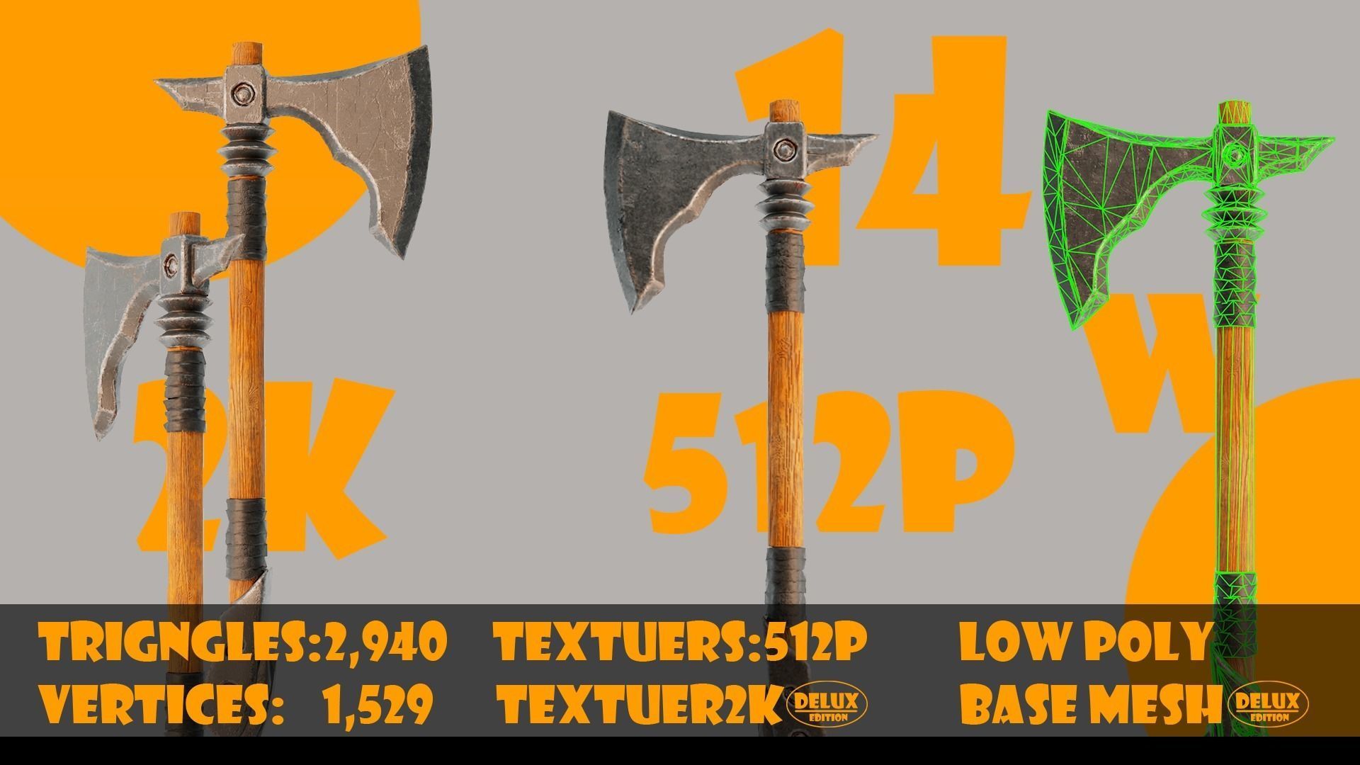 Axe collection-game assets-vol 02 Low-poly 3D model_17