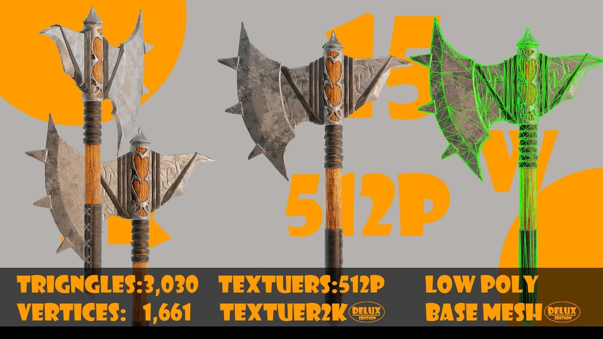 Axe collection-game assets-vol 02 Low-poly 3D model_18