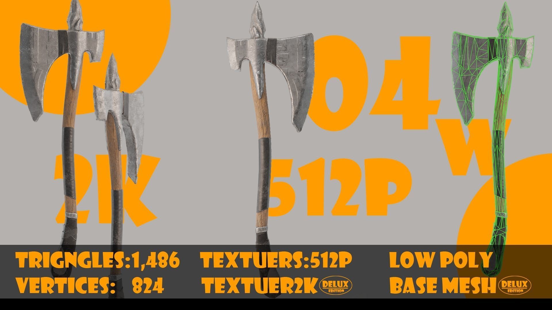 Axe collection-game assets-vol 02 Low-poly 3D model_7
