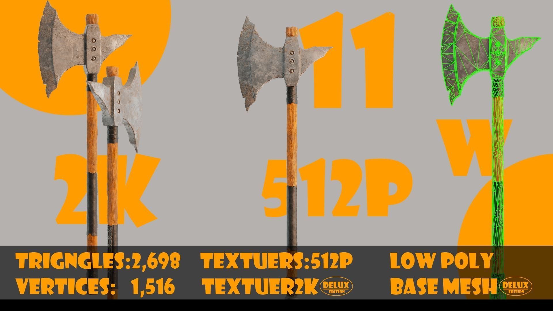 Axe collection-game assets-vol 02 Low-poly 3D model_14