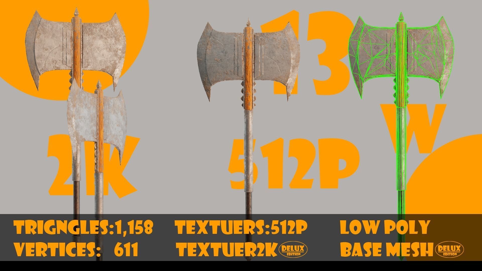 Axe collection-game assets-vol 02 Low-poly 3D model_16