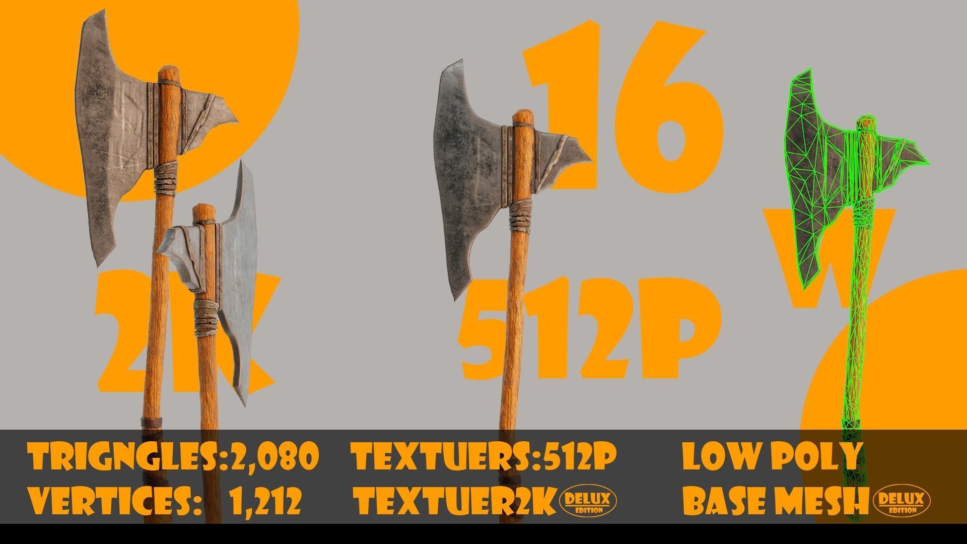 Axe collection-game assets-vol 02 Low-poly 3D model_19