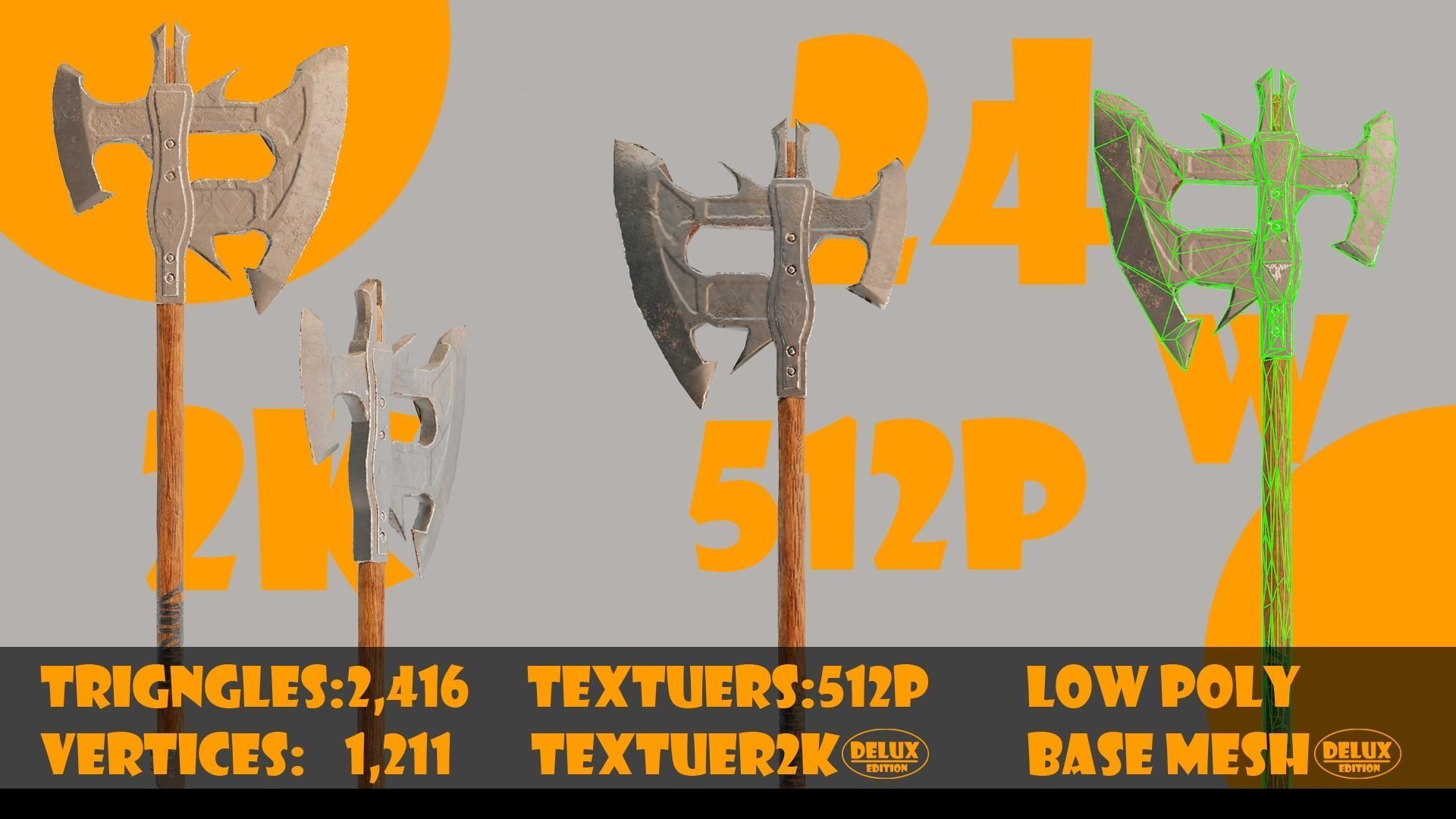 Axe collection-game assets-vol 02 Low-poly 3D model_27